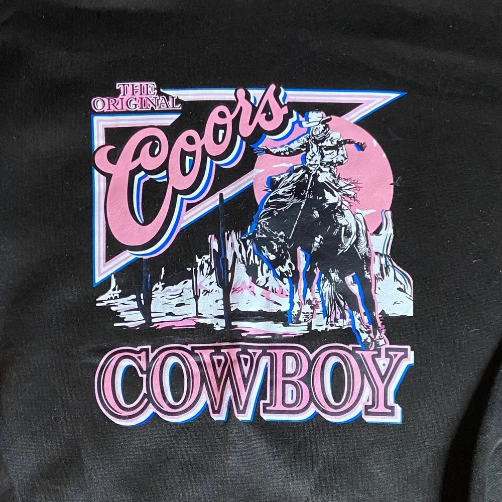 🌵 Rare Coors Cowboy Retro Graphic Sweatshirt - Pink & Blue Western - Picture 3 of 4